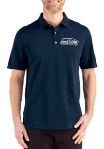 Cutter and Buck Seattle Seahawks Navy Blue Advantage Refresh Pique Big and Tall Polo