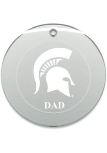 Michigan State Spartans Dad Round Ornament - White