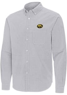 Antigua Iowa Hawkeyes Mens Ash Porter Long Sleeve Dress Shirt
