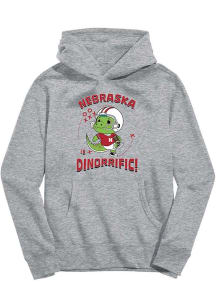Vive La Fete Nebraska Cornhuskers Toddler Grey Dino-Riffic Long Sleeve Hooded Sweatshirt
