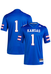 Adidas Kansas Jayhawks Blue Adidas Premier Football Jersey Embellished Twill #1 Football Jersey