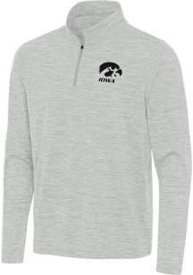 Antigua Iowa Hawkeyes Mens Grey Eternal Long Sleeve Qtr Zip Pullover