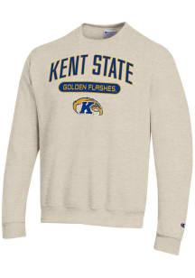 Champion Kent State Golden Flashes Mens Oatmeal Arch Pill Logo Powerblend Long Sleeve Crew Sweatsh..