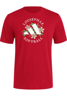 Adidas Louisville Cardinals Red Softball Spring Flush HOB Short Sleeve T Shirt