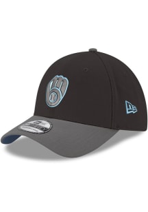 New Era Milwaukee Brewers Mens Black Color Pop 39THIRTY Flex Hat