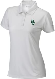 Columbia Baylor Bears Womens White Heat Seal Birdie Short Sleeve Polo Shirt