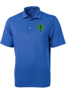 Cutter and Buck Seattle Sounders FC Mens Blue Virtue Eco Pique Short Sleeve Polo