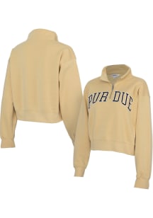 Purdue Boilermakers Womens Brown Cropped Sport Fleece Qtr Zip
