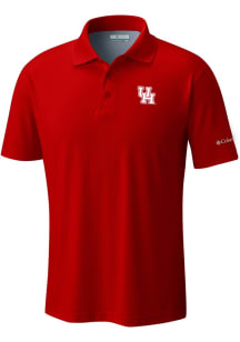 Columbia Houston Cougars Mens Red Heat Seal Low Drag Offshore Short Sleeve Polo