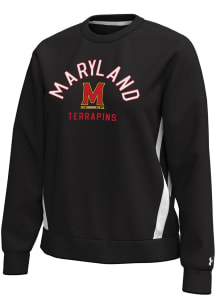 Under Armour Maryland Terrapins Womens Black Double Knit Crew Sweatshirt