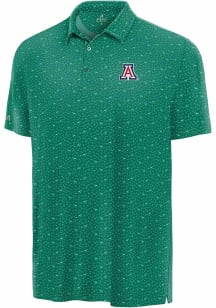 Antigua Arizona Wildcats Mens Green Luckey Run Short Sleeve Fashion Polo