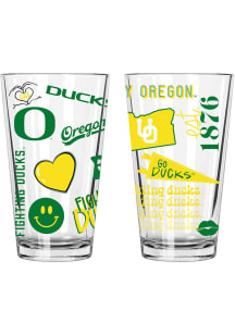 Oregon Ducks Loco 2 Pack 16oz Pint Glass - Clear