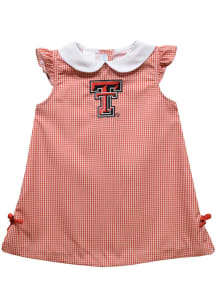 Vive La Fete Texas Tech Red Raiders Toddler Girls Red Gingham Short Sleeve Dress
