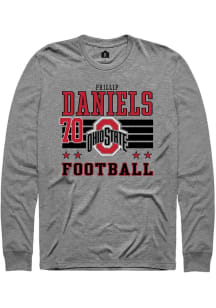 Phillip Daniels Ohio State Buckeyes Grey Football NIL Striped Long Sleeve Player T Shirt