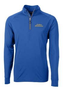 Cutter and Buck Tulsa Golden Hurricane Mens Blue Stacked Script Long Sleeve Qtr Zip Pullover