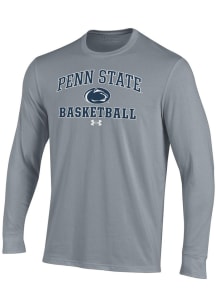 Under Armour Penn State Nittany Lions Grey Basketball Performance Long Sleeve T Shirt