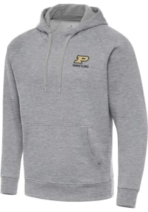 Antigua Purdue Boilermakers Mens Grey Heather Victory Wrestling Long Sleeve Hoodie