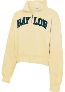 Baylor Bears Womens Yellow Cropped Sport Fleece Qtr Zip