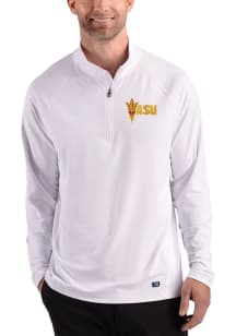 Cutter and Buck Arizona State Sun Devils Mens White Prospect Epic Confidence Long Sleeve Qtr Zip P..