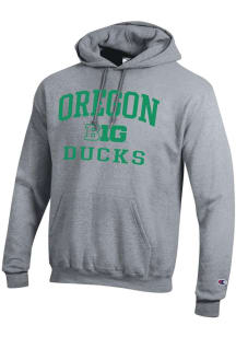 Champion Oregon Ducks Mens Grey Big Ten Powerblend Long Sleeve Hoodie