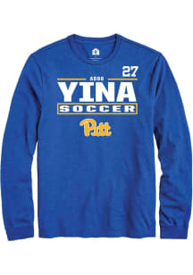 Adoo Yina Pitt Panthers Blue NIL Stacked Box Long Sleeve Player T Shirt