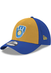 New Era Milwaukee Brewers Mens Yellow Alt Glove Logo Team Classic 39THIRTY Flex Hat