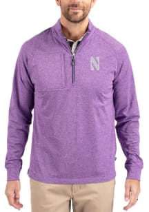 Cutter and Buck Northwestern Wildcats Mens Purple Adapt Eco Long Sleeve Qtr Zip Pullover
