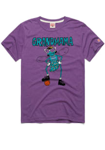 Larry Johnson Charlotte Hornets Purple Grandmama Short Sleeve Fashion Player T Shirt