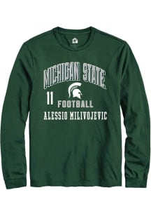 Alessio Milivojevic  Michigan State Spartans Green Rally NIL Arch Logo Long Sleeve T Shirt