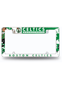 Boston Celtics Primary All Over Chrome License Plate Frame - White