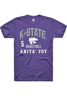 Aniya’ Foy K-State Wildcats Purple NIL Arch Logo Short Sleeve Player T Shirt