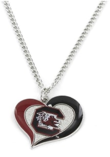 South Carolina Gamecocks Swirl Heart Necklace