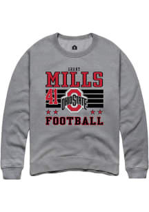 Grant Mills Ohio State Buckeyes Mens Grey Football NIL Striped Player Crew