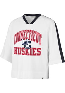 47 UConn Huskies Womens White Big Overarch Short Sleeve T-Shirt