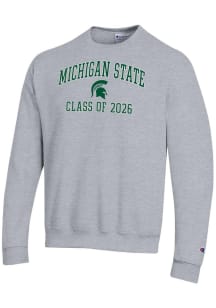 Champion Michigan State Spartans Mens Grey Font Class of 2026 Powerblend Long Sleeve Crew Sweatshi..