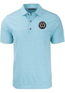 Cutter and Buck Philadelphia Union Mens Light Blue Forge Stripe Short Sleeve Polo
