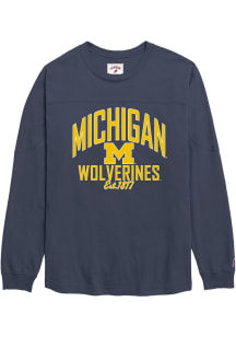 Michigan Wolverines Womens Navy Blue Throwback LS Tee