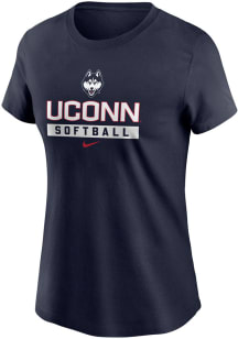 Nike UConn Huskies Womens Navy Blue Softball Short Sleeve T-Shirt