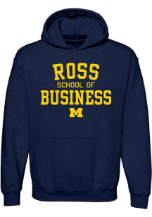 Michigan Wolverines Mens Navy Blue Block Arch Ross School of Business Long Sleeve Hoodie