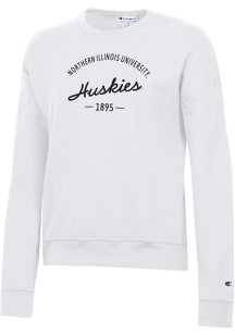 Champion Northern Illinois Huskies Womens White Est Date Powerblend Crew Sweatshirt
