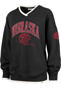 47 Nebraska Cornhuskers Womens Black Daze Crew Sweatshirt