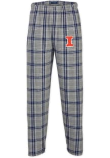 Illinois Fighting Illini Mens Grey Flannel Primary Logo Sleep Pants