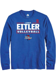 Lauren Eitler Tulsa Golden Hurricane Blue NIL Stacked Box Long Sleeve Player T Shirt