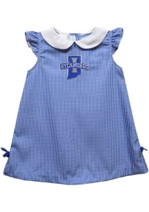 Vive La Fete Indiana State Sycamores Toddler Girls Blue Gingham Short Sleeve Dress