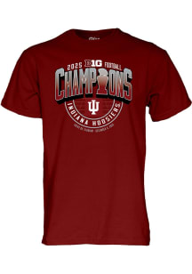 Blue 84 Indiana Hoosiers Red 2025 Big Ten Football Champions Locker Room Short Sleeve T Shirt