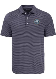 Cutter and Buck New York City FC Mens Navy Blue Forge Eco Fine Line Short Sleeve Polo