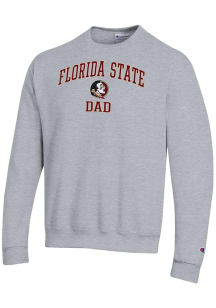 Champion Florida State Seminoles Mens Grey Arch Logo Dad Powerblend Long Sleeve Crew Sweatshirt