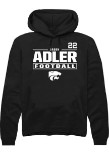 Jason Adler K-State Wildcats Mens Black Football NIL Stacked Box Player Hood