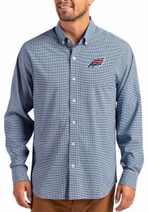 Cutter and Buck Philadelphia Eagles Mens Light Blue Americana Gingham LS Woven Long Sleeve Dress S..