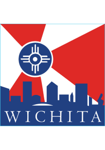 Wichita Flag with Skyline Stickers - Blue